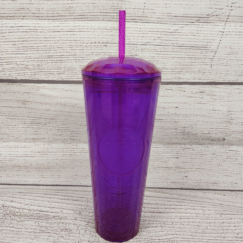 Starbucks Venti Clear Iridescent Purple Dome Tumbler 24oz